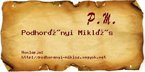 Podhorányi Miklós névjegykártya